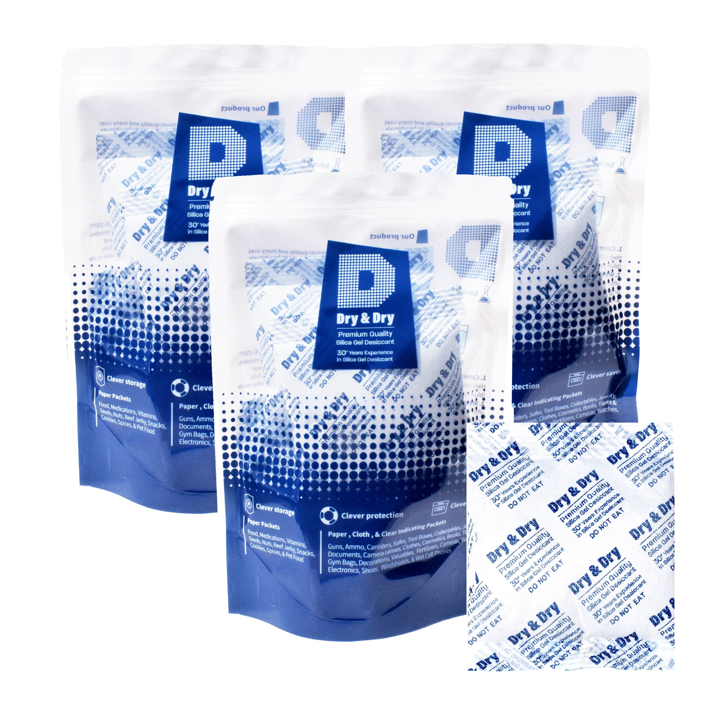 100 Gram [20 Packs] "Dry & Dry" Premium Silica Gel Packets Desiccant