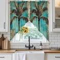 thumbnail image 4 of Boho Coastal Beach Kitchen Window Curtains, Swag Curtains Valance for Bedroom Living Room Bathroom, Summer Ocean Tropical Tree Flower Rod Pocket Window Treatment Curtain Block Drapes 2 Panels 28"x36", 4 of 9