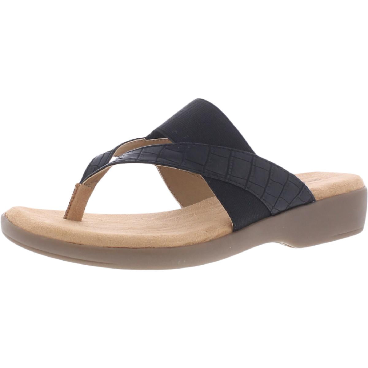 Rialto Womens Bumble Faux Leather Slide On Thong Sandals Walmart