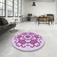 thumbnail image 3 of Ahgly Company Indoor Round Patterned MediumOrchid Purple Area Rugs, 6' Round, 3 of 6