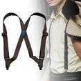 thumbnail image 3 of Fashion Men Suspenders Comfortable Elastic Trousers Lightweight Adjustable Pants Coffee, 3 of 8