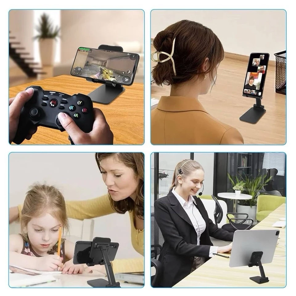 Folding Phone Stand – Adjustable Height & Angle, Fits 4–10” Phones/Tablets