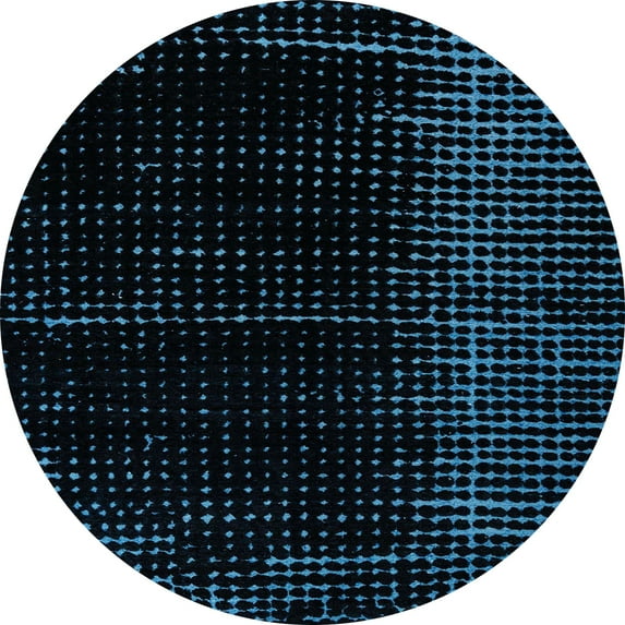 Ahgly Company Machine Washable Indoor Round Abstract Night Black Area Rugs, 5' Round