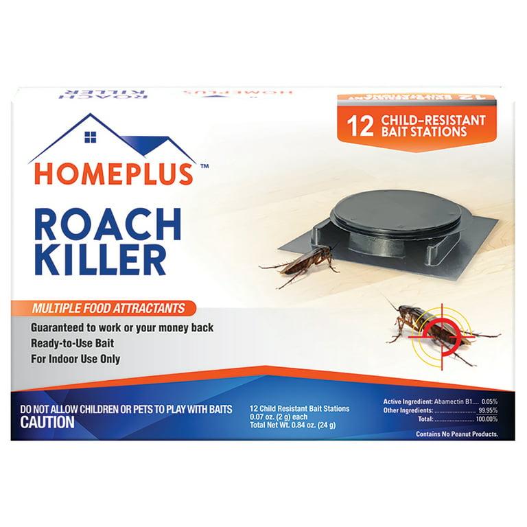 Homeplus Roach Killer Plastic Bait Stations, 12 Count, Effective Cockroach  Pest Control, Black