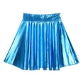 thumbnail image 6 of Haitryli Women Shiny Metallic Skater Flared Skirts Holographic High Waist Pleated Skirts Dancewear Blue A M, 6 of 7