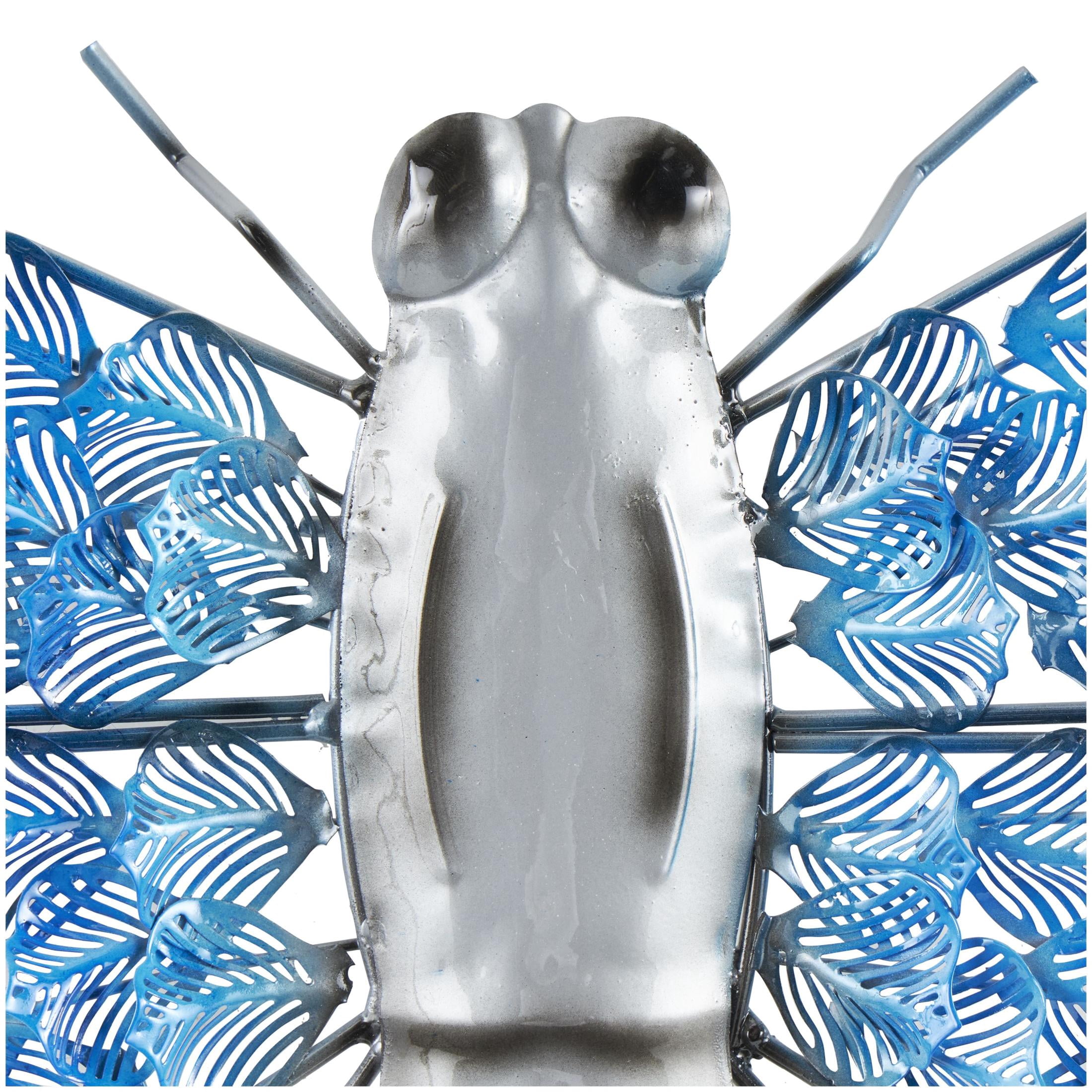 DecMode Eclectic Metal Turquoise Indoor/Outdoor Dragonfly Wall Décor, 25"W x 16"H