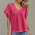 thumbnail image 3 of Otvok Womens Spring and Summer Blouses V-Neck Short-Sleeve Solid Loose Casual Tops, 3 of 6