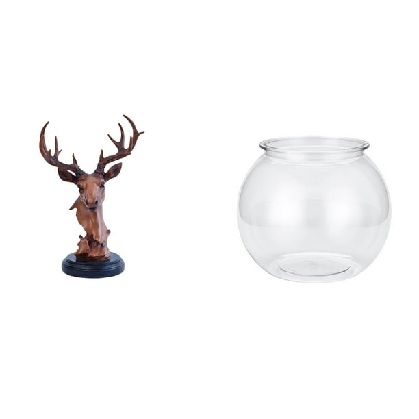 Figura Decorativa De Cabeza De Ciervo, Estatua Artesanal De Animal, Resina, Adorno Decorativo Para Mesita De Noche, Escritorio, Pecera Pequeña Transparente, Adorno Para El Hogar, Pecera DIY,