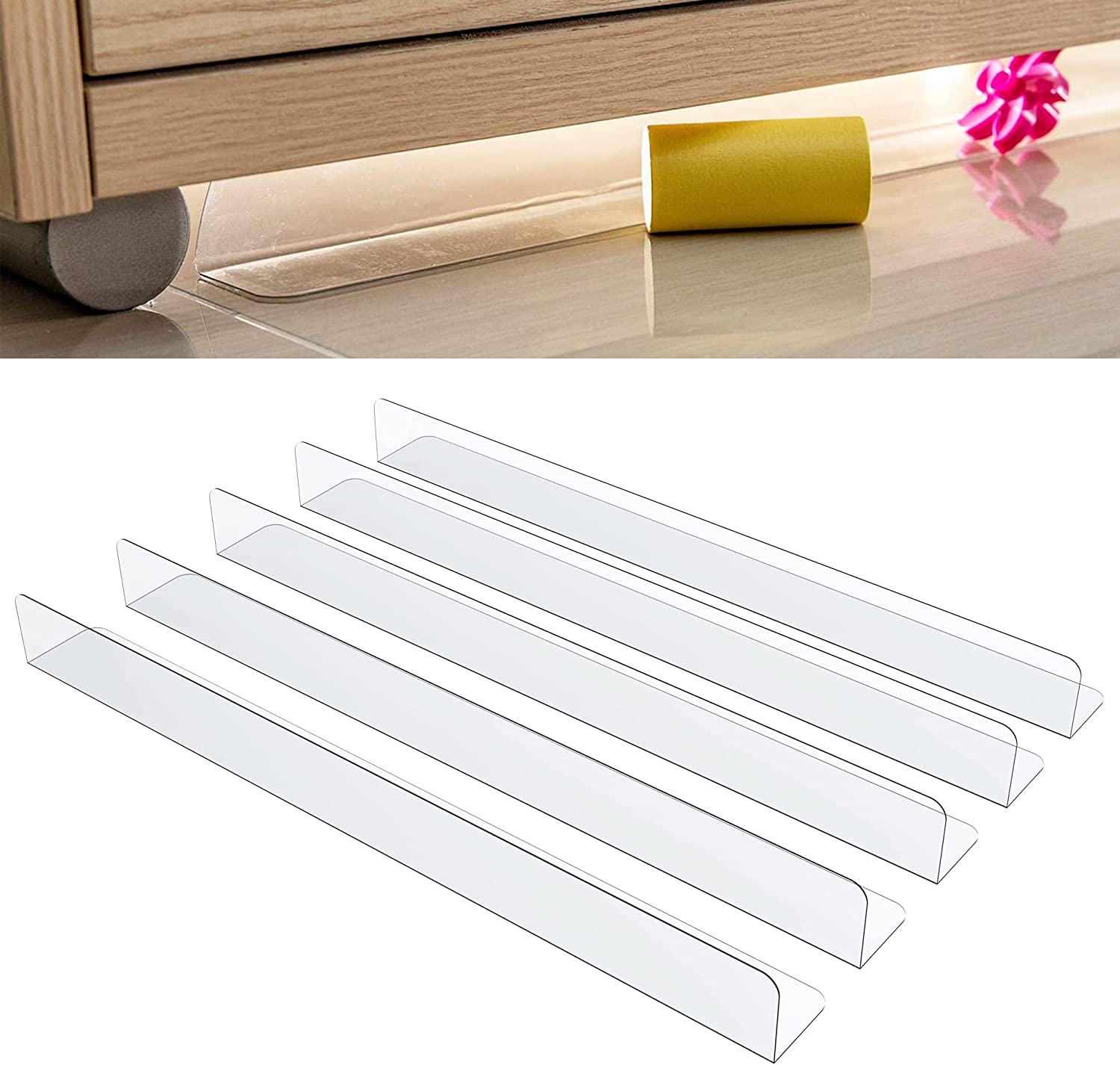 Under Couch Blocker,Under Bed Blocker for Pets,Adjustable Clear Toy