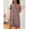 thumbnail image 3 of Avidlove Women Button Down Nightgown Short Sleeve House Coat with Pocket Print Sleepwear House Dress, 3 of 7