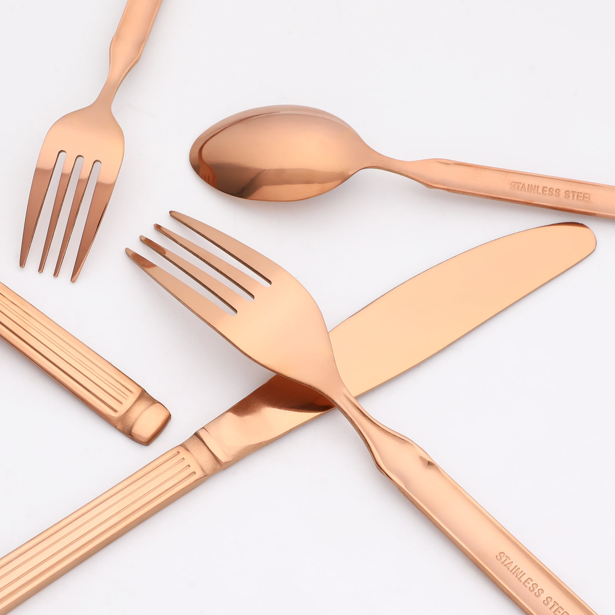 Unique Bargains Classic Stainless Steel Flatware Sets for Multiple Uses Black 20pcs