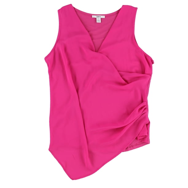 bar III Blusa sin mangas con envoltura sintética para mujer, rosa, pequeña