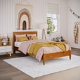 thumbnail image 1 of Aria Twin Solid Wood Modern Low Profile Platform Bed in Light Toffee, 1 of 14