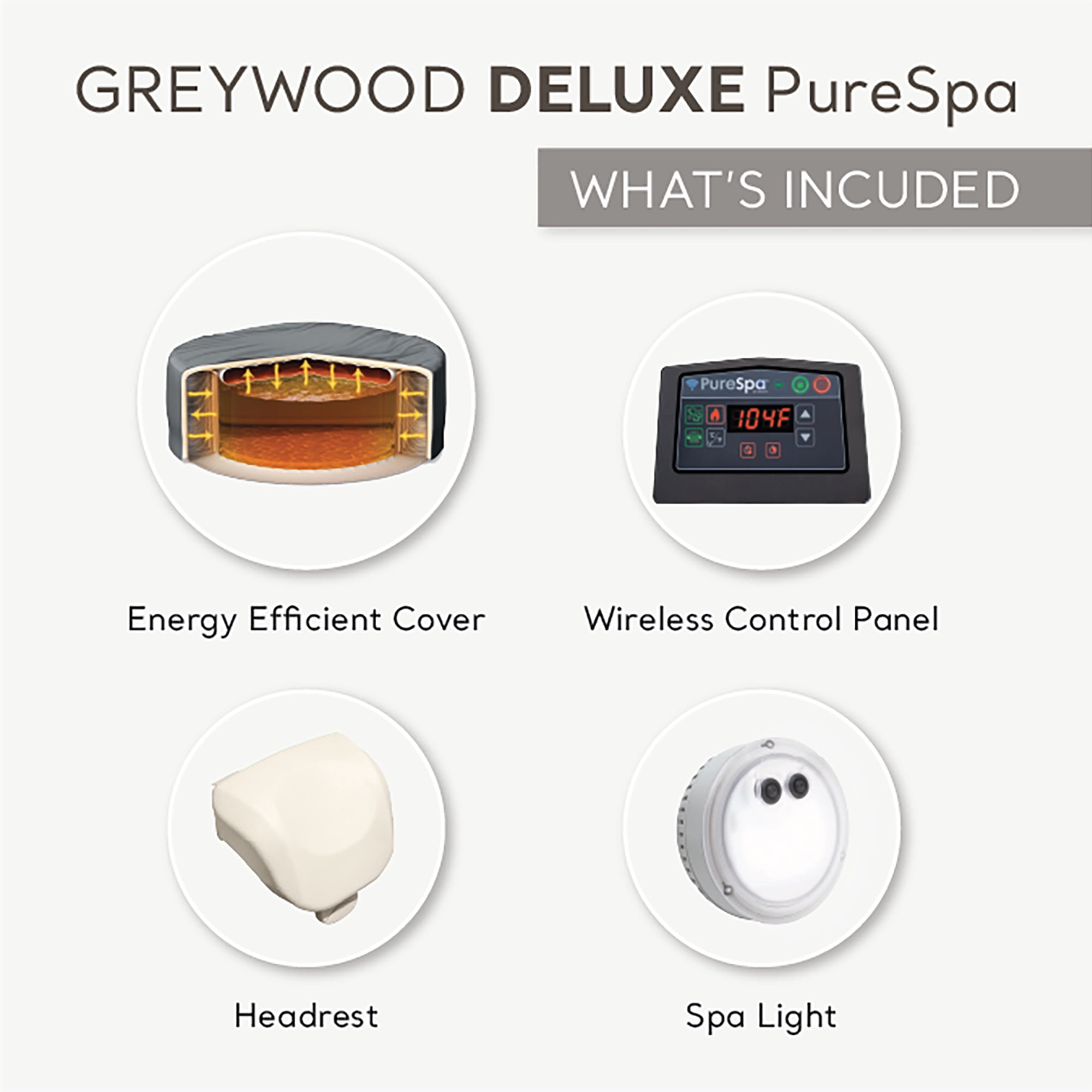 INTEX PureSpa Plus Greywood Deluxe 6 Person Inflatable Hot Tub Spa w/ Jets