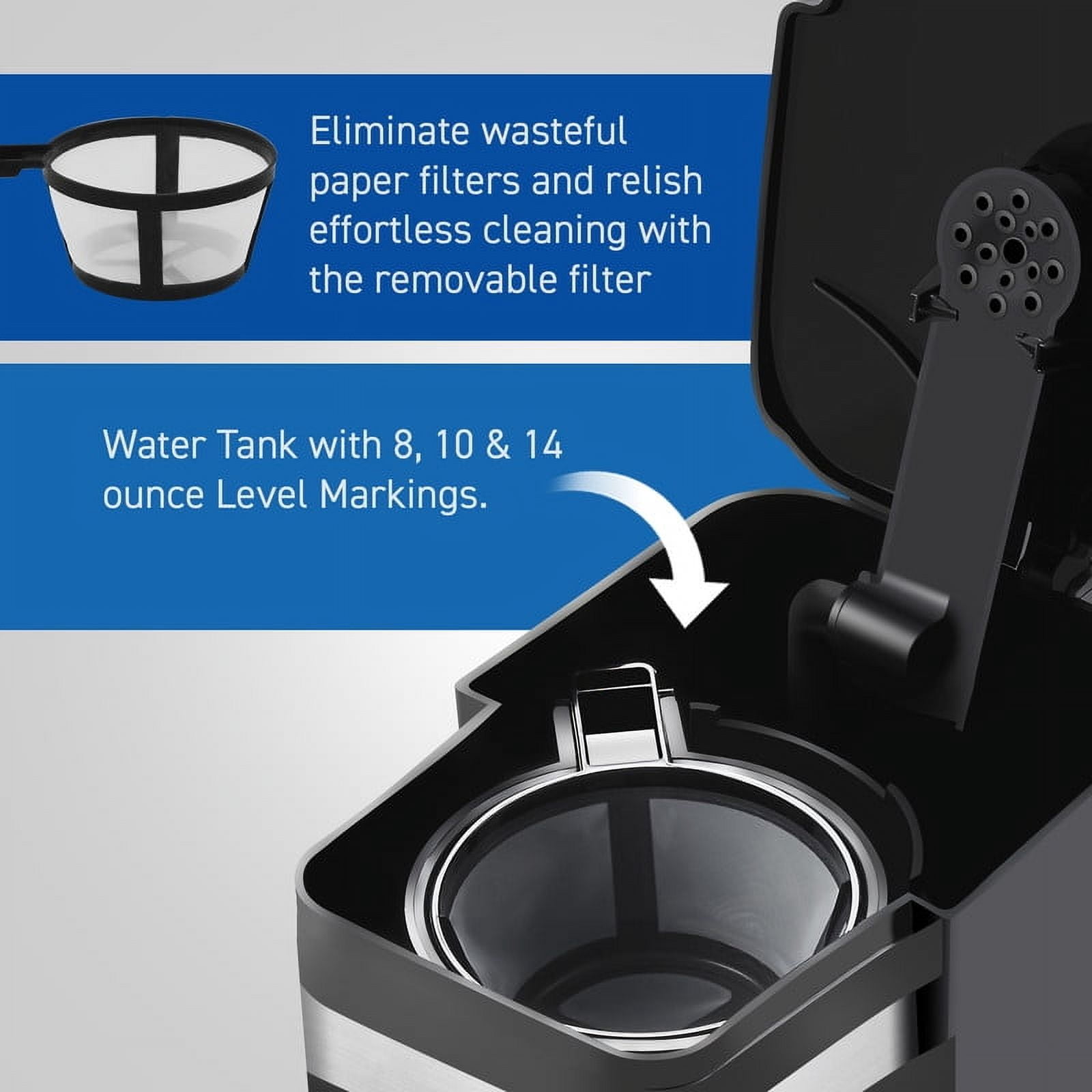 Elite Cuisine EHC149 Single Serve Personal Coffee Maker with Stainless Mug