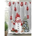 thumbnail image 2 of Grey Christmas Extra Long Shower Curtain Set, Waterproof Shower Curtains for Bathroom, Snowman Xmas Balls Pine Needle Tree Washable Fabric Cloth Bath Curtain for Bathtub with Hooks 72x96 Inches, 2 of 6