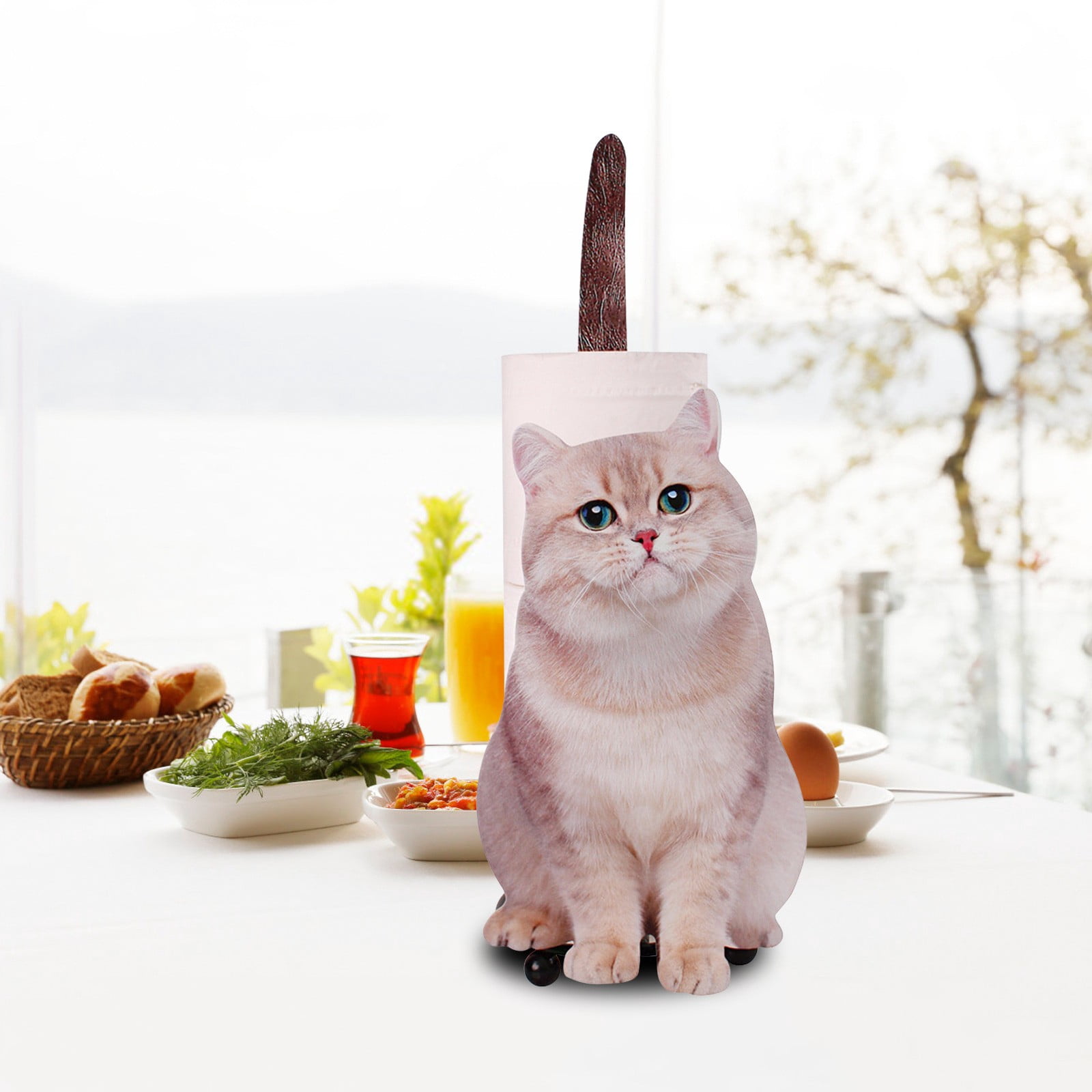 Cat Shape Paper Towel Holder Super Cute Cat Themed for Decorate Your Workspace, Cat Design Paper Towel Holder Stand for Kitchen Toilet Modern Countertop