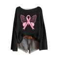 thumbnail image 1 of Birdeem Chandail pour Femmes, Journée de Sensibilisation au Cancer du Sein Imprimé Col Rond Manches Longues Mode Haut, Pulls pour Femmes, Longs Pulls pour Femmes, 1 of 4