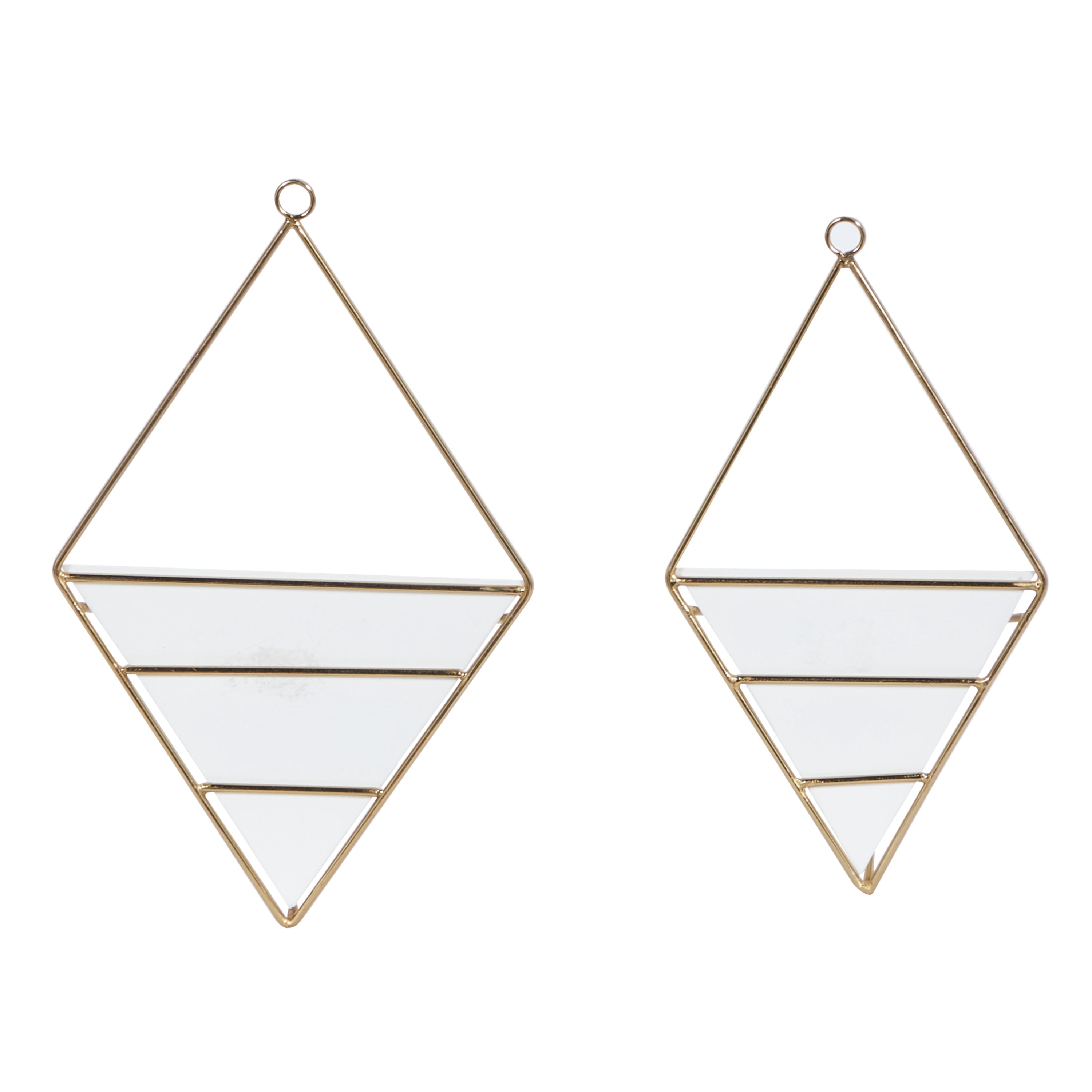 CosmoLiving by Cosmopolitan 8"W, 13"H Pyramid White Metal Indoor Outdoor Triangle Geometric Wall Planter (2 Count)