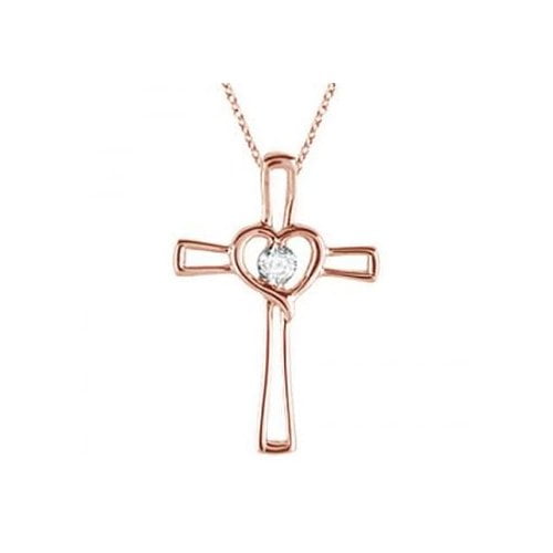 Allurez Diamond Heart on Cross Pendant Fancy Necklace in 14k Rose Gold by Generic