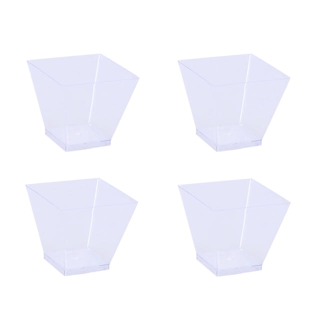 EeaseMX 50 vasos desechables de plástico de 60 ml, transparentes, trapezoidales, para gelatina, yogur, mousses y postres.