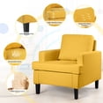 thumbnail image 3 of Hramk Mid-Century Accent Chairs, Yellow Linen Fabric Armchair, Upholstered Single Sofa Chairs for Bedroom Living Room, 3 of 6