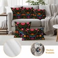 thumbnail image 6 of Bohemian Outdoor Waterproof Pillow Covers, Red Green Tribal Mexican Abstract Flower Decorative Square Throw Pillowcase Sofa Cushion Sham for Patio/Couch/Chair, 24"x24" 2 Pack, 6 of 8
