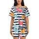 thumbnail image 1 of Fotbe Colorful Llama Conjunto de Pijama Estampado para Mujer, 2 Piezas, Ropa de Dormir con Camiseta de Manga Corta y Shorts Suaves-Medium, 1 of 6