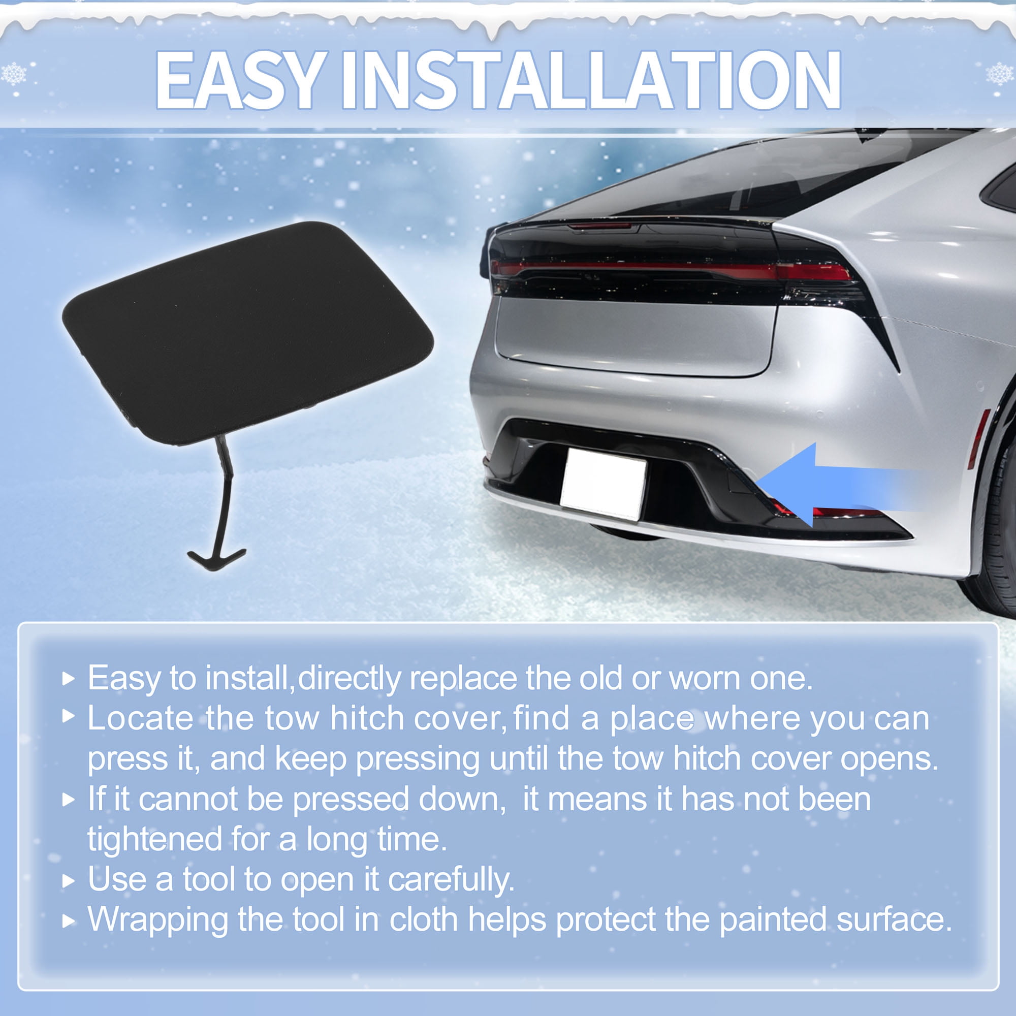 Unique Bargains Rear Right Car Tow Hook Cover for Toyota Prius Prime 2017-2021