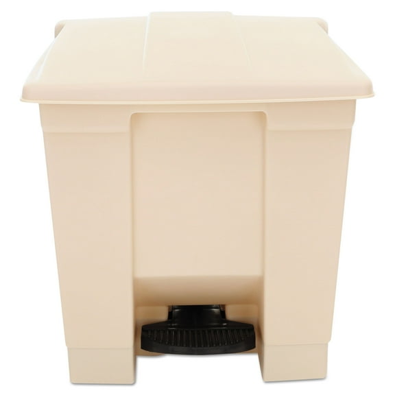 Rubbermaid Commercial Indoor Utility Step-On Waste Container, 8 gal, Plastic, Beige