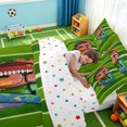 thumbnail image 4 of Manfei Cartoon Football King Bedding, Sports King Bed in a Bag, Green Brown Blue, Polka Dots Reversible 7pcs, 4 of 6