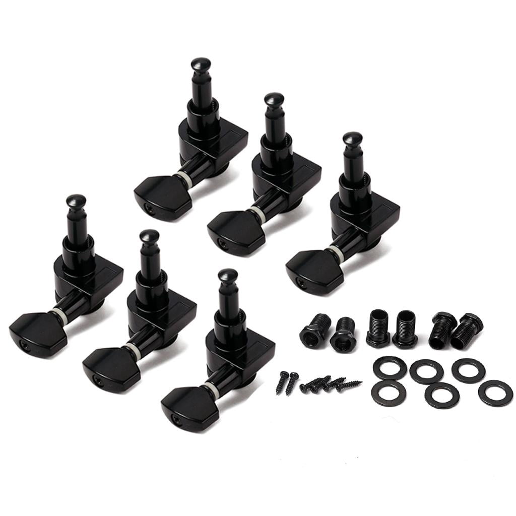 LeeQinersw 1 Set 6L Closed Electric Guitars Tuning Pegs Tuners Left Black Luthier Supply