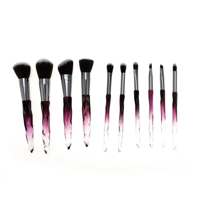 Conjunto de Brochas de Maquillaje Conveniente de 10 Pcs Unique Bargains para Viajes de Negocios Púrpura Marrón de Lana de Fibra Artificial Plástico