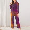thumbnail image 3 of Bingfone Womens Pajama Sets Purple Yellow Buffalo Plaid Print,Long Sleeve Loungewear Pajamas Set-Medium, 3 of 9