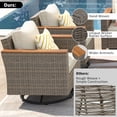 thumbnail image 5 of 8-Piece Wicker Outdoor Patio Furniture Set with Thick Cushion & 2 Patio Swivel Rocking Chairs, All-Weather Wicker Conversation Sectional Chair Sofa Set with A-cacia Storage Table, Beige+Brown, 5 of 9