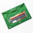 thumbnail image 5 of 3-hole Pencil Pouch, Large Pencil Case PouchTransparent PVC Document Storage, Pen Bag, Clear Window Pencil Case, Detachable Folder, Green, 5 of 6