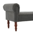 thumbnail image 5 of Christopher Knight Home 59" Upholstered Ottoman Bench, Rolled Arms, End of Bed Bench with Wooden Legs, Gray, 5 of 8