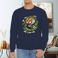 thumbnail image 2 of Men's 330g 100% Cotton Ttiger Head  Pattern Dropped Shoulder Crew Neck Sweatshirt, 2 of 15