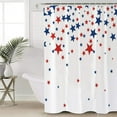 thumbnail image 4 of Independence Day Shower Curtain Red and Blue Star Patriotic Shower Curtain Fabric Bath Curtains for July 4th Holiday Patriotic Theme White Bathroom Decor Sets with Hooks Waterproof 72"x72", 4 of 6