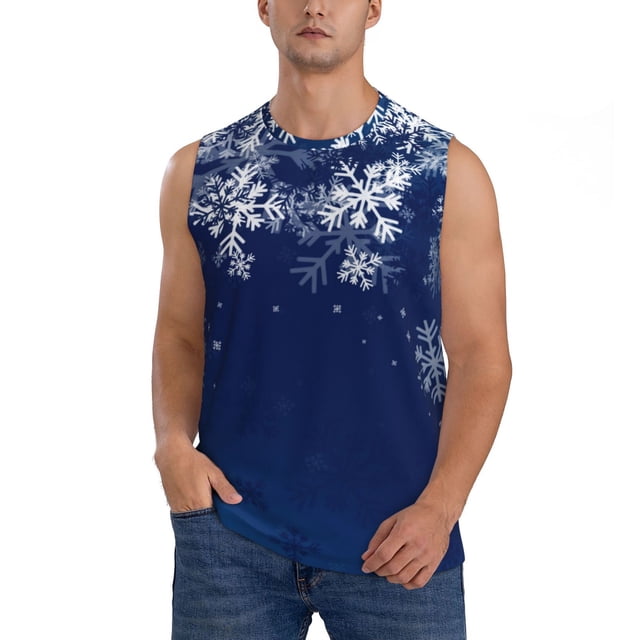 Balery Christmas Blue Camisetas sin mangas para hombre, absorbe la humedad y protege contra el mal olor.-X-Large