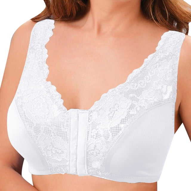 Cathalem Deep V Bras for Women Back Smoothing Wireless Bra,White L