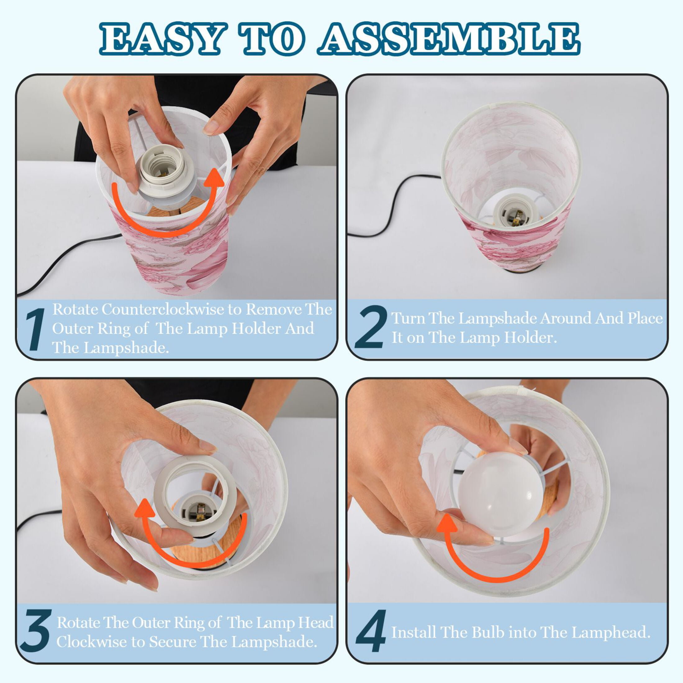 Touch-Control 3-Color Desk Lamp with Plug – Energy-Saving LED + 3 Simultaneous Charging Ports Pink Bows and Peony Flowers