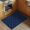 thumbnail image 3 of 2x3 Door Mat Rug, Navy Blue Non-Skid Rubber Backing Large Rectangle Rugs - Living Room Bedroom Home Office, Geometric Leaf Diamond Plaid Abstract Check Indoor Floor Mat Carpets Washable Rug, 3 of 9