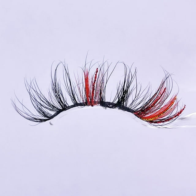 Zhuge Pestañas de colores, pestañas de visón con brillo, pestañas postizas rizadas completas y gruesas de estilo ojo de gato y zorro, 1 par (8A-132CS)