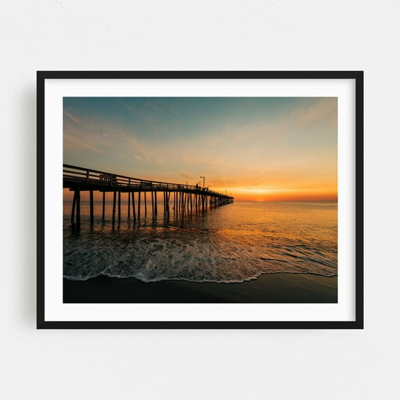 Nags Head Sunrise 01 - Nags Head North Carolina Photography Black Framed Wall Art Print 16 x 20 inches