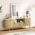 thumbnail image 4 of 70in Fluted TV Stand, Curved Profile Sliding Doors Design TV and Media Console Table with Faux Marble Top and Adjustable Shelves, Entertainment Center for Living Room, Bedroom, 4 of 7