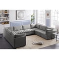 thumbnail image 2 of Maklaine Contemporary Velvet Modular Sectional with Deep Channel Tufting in Gray, 2 of 11