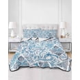 thumbnail image 3 of Blue Paisley Full Size Down Alternative Comforter, Lightweight Comforter Quilt Bedding Set with Pillow Shams Ethnic Abstract Art Vintage All Seasons Bed Comforter Duvet Insert 78"x90", 3 of 7