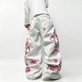 thumbnail image 2 of Mrmall Men White Baggy Jeans Cherry Blossom Embroidered Ripped Wide‑Leg Denim Pants Designer Look Jeans Men, 2 of 6