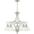 thumbnail image 2 of 5 Light Brushed Nickel Chandelier with White Alabaster Glass Shade, 2 of 5